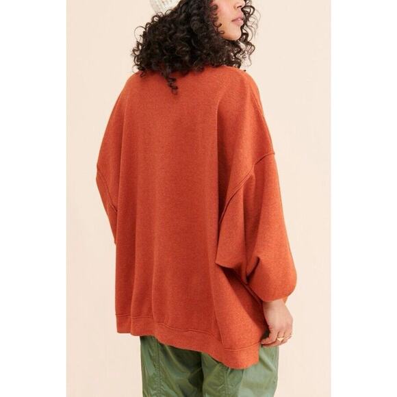 Free People Uptown Pullover Oversized Crewneck Sweater in Terra Cotta Size SM - Picture 3 of 7